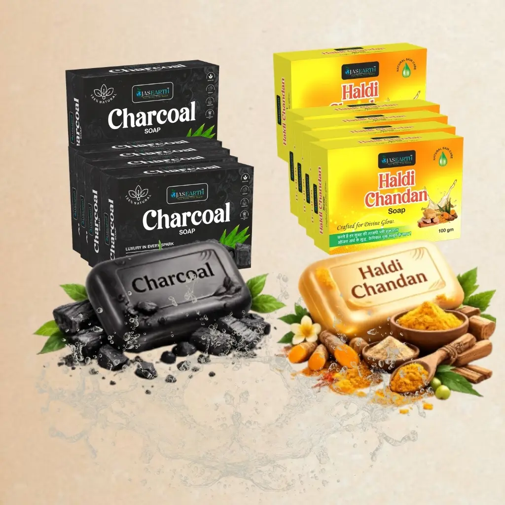 5 Ojas Earth Charcoal And Haldi Chandan Soap (Pack of 10) - Image 1